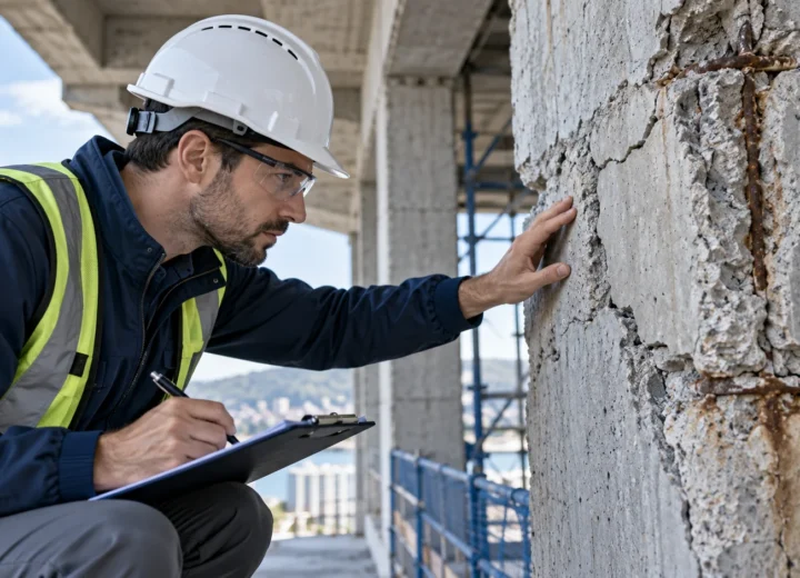 Illustration d’une inspection de fissures dans une structure en béton