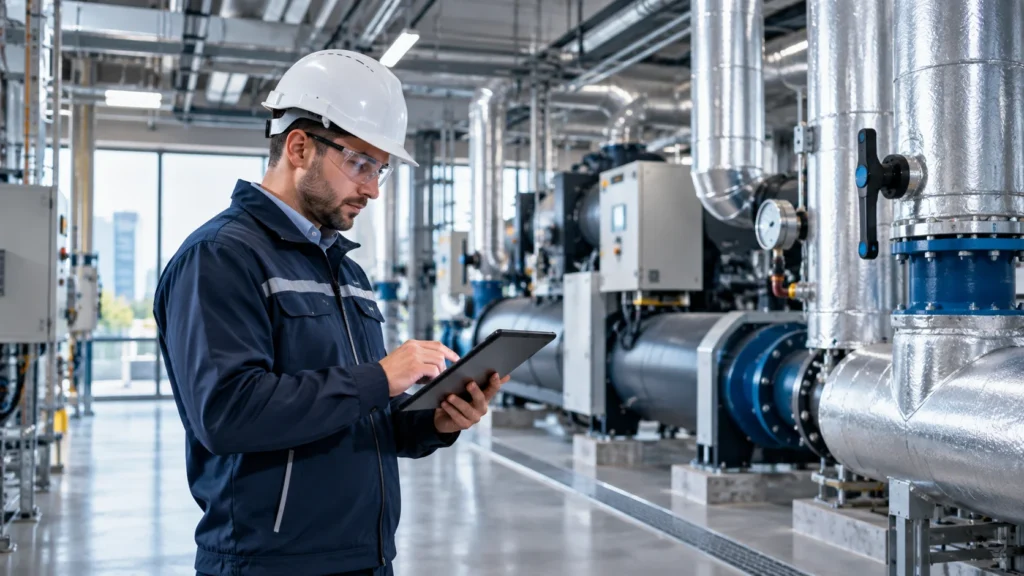 Illustration d’un ingénieur dans une salle technique
