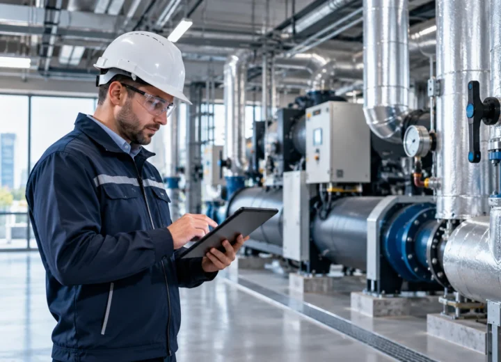 Illustration d’un ingénieur dans une salle technique